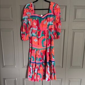 Pink Pleated Puff Sleeve Sundress